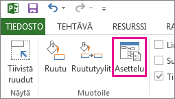 Muotoile-välilehden Asettelu-painike.
