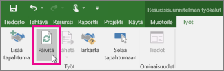 Työt-välilehden Päivitä-painike
