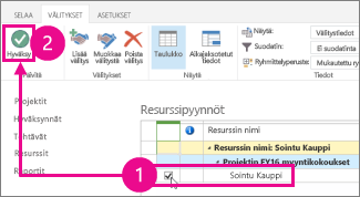 Valitse Välitykset-välilehdessä Hyväksy