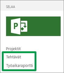 Pikakäynnistyksen Tehtävät- ja Työaikaraportti-näkymät
