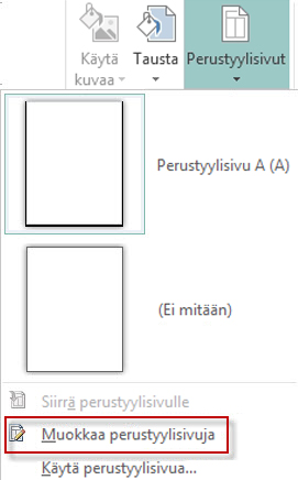 Muokkaa perustyylisivuja Publisher 2013:ssa.