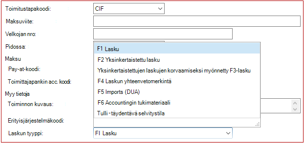 Uusi ostolaskutyyppi Tullin selvitystila