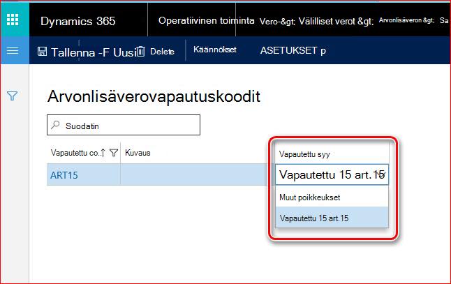 Tässä kuvassa näkyvät arvonlisäverovapauden syyt.