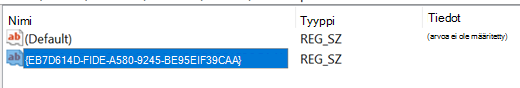 Screenshot of Product Code added to the registry