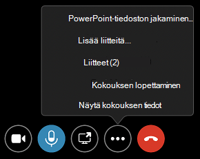 Lisää asetuksia -valikon Liitteet-komennot