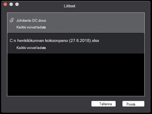 Liitteet-valintaikkuna