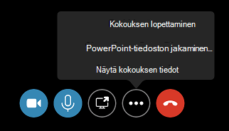Lopeta kokous -komento valikossa Lisää asetuksia (...)