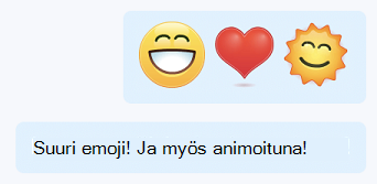 Suuri animoitu emoji Skype for Business -keskusteluissa