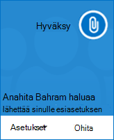 Näyttökuva tiedostonsiirron ponnahdusilmoituksesta