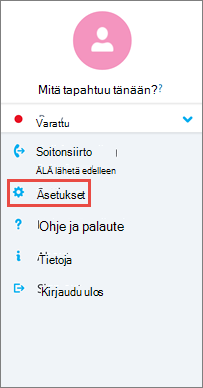 Skype for Business for Android -sovelluksen Asetukset-näyttö