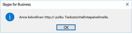 Virhesanoma, joka tulee näkyviin, kun yrität avata tiedoston muusta sijainnista kuin OneDrive for Businessista