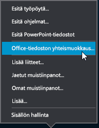 Esitysvalikon Yhteiskäyttö-toiminto