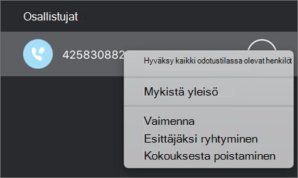 Kokousten ja puheluiden osallistujien hallinta