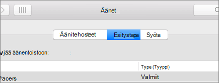 Näyttökuva macOS:n ääniasetuksista, jossa Ulostulo-ruutu on valittuna.