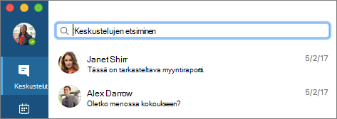 Yhteyshenkilöiden etsiminen Keskustelut-välilehdestä