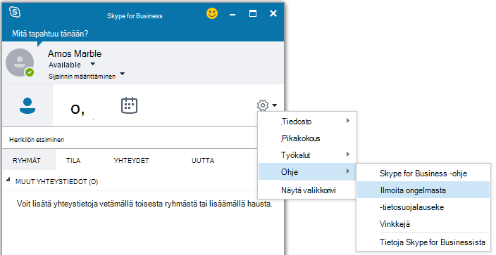 Valitse Ilmoita ongelmasta