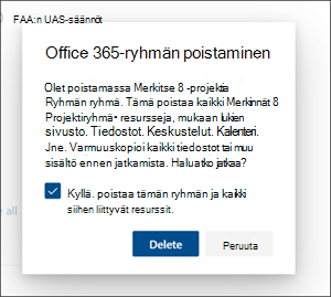 Sivuston vahvistuksen poistaminen