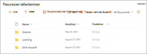 Näyttökuva tiedostokirjaston verkko-osasta