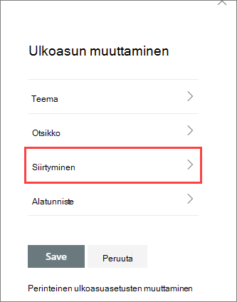Kuva ulkoasuruudun asetusten muuttamisesta