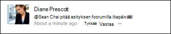 Maininta uutissyötekirjoituksessa