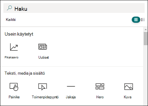 Lisää sivulle -painike