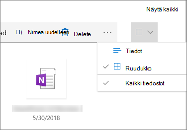 Tiedostokirjaston laatoitusnäkymä