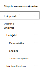 Siirtymisen muokkaaminen