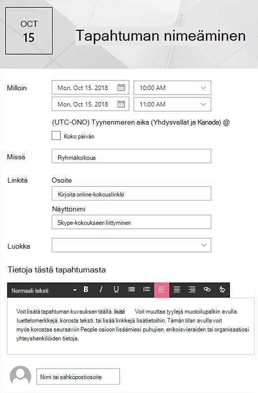 Tapahtumasivu