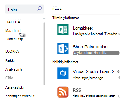 Uutisliittimet-valintaikkuna
