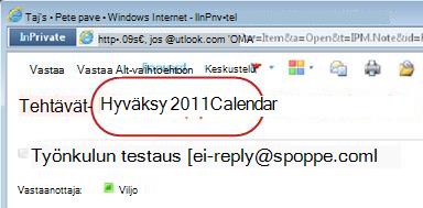 Tehtäväilmoitus (Hyväksy-teksti korostettuna)
