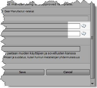 Muokkaa ominaisuuksia ‑lomakkeen tunnistekuvake