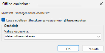 Lataa osoitteisto -asetus Outlookissa