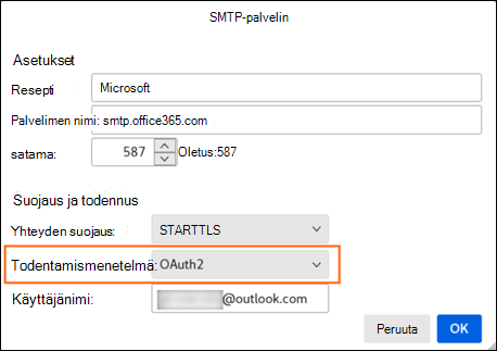 Moderni varmennus mozilla vaihe 2 SMTP-palvelin