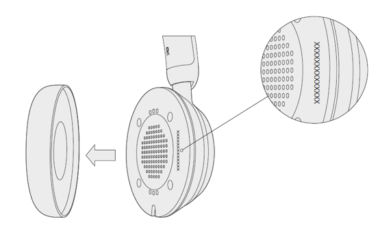 Microsoft Modern USB -kuulokemikrofoni, jonka korvatyyny on poistettu