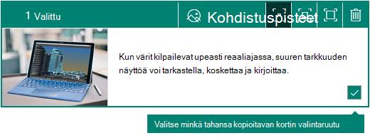 Sway-kortin kulmassa oleva valintaruutu