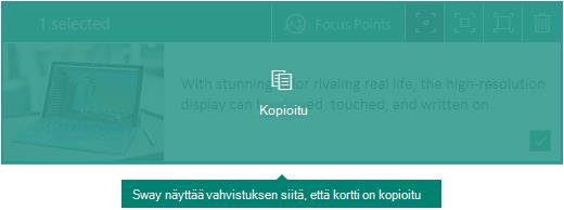Kopioidun kortin vahvistus Swayssa