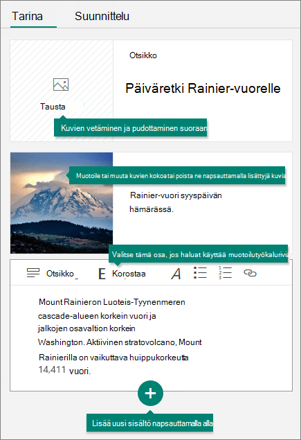 Swayn Muokkausnäkymä-välilehti.