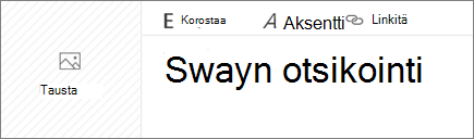 Näyttökuva Oman Swayn nimeäminen (Title Your Sway) -syöttöruudusta.