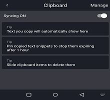 Näyttökuva leikepöydästä Microsoft SwiftKey-näppäimistössä.