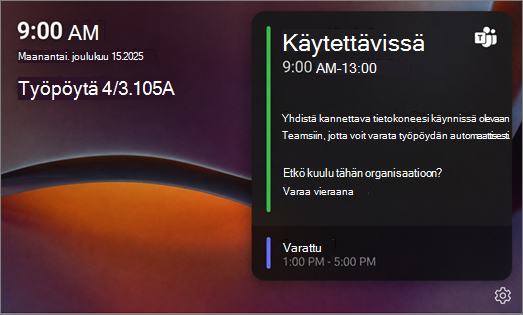 työpöytäkeskuksen käytettävissä oleva näyttö