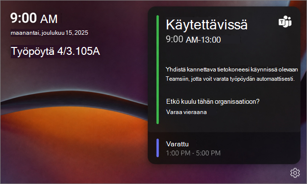 Teams-työpöytäkeskuksen aloitusnäyttö