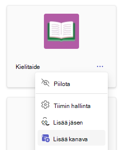 kanavan lisääminen