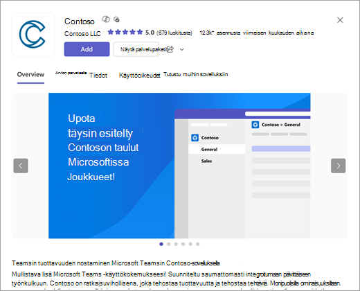 Näyttökuva ikkunasta, joka avautuu, kun valitset sovelluksen.