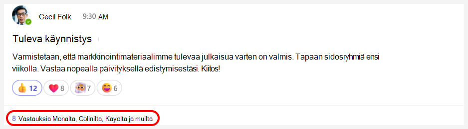 Punainen ruutu korostaa linkin julkaisun alapuolella.