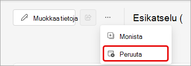 Näyttökuva Teams-tapahtuman peruuttamisesta