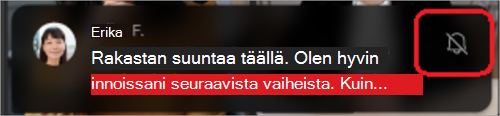 Kuva, jossa näkyy mobiilinäyttö, jonka alareunassa on torkkunut keskustelun esikatselu.