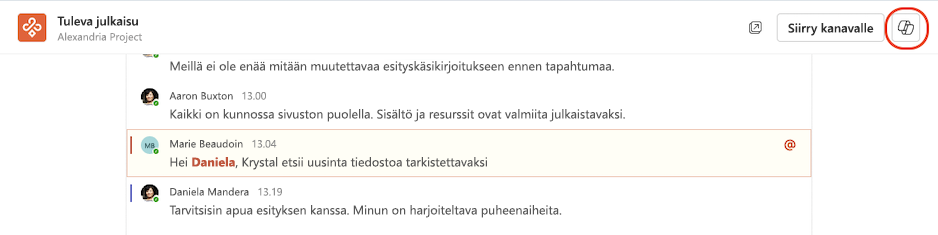Copilotin käyttäminen kanavien immersiivisestä näkymästä