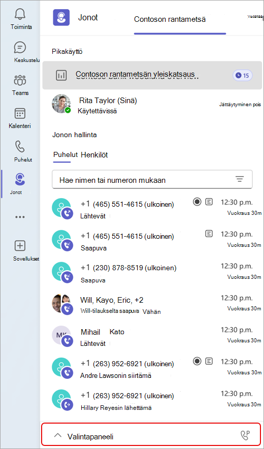 Näyttökuva, jossa näkyy, mistä löydät valintapaneelin