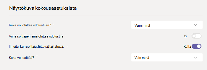 Tapaamisvaihtoehdot Teamsissa.