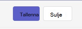Näyttökuva Teamsin verkkoversion kokoustietojen sulkemis- ja tallennusvaihtoehdosta.